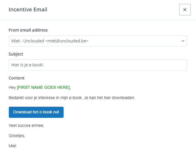 Convertkit - freebie email - Unclouded Blog